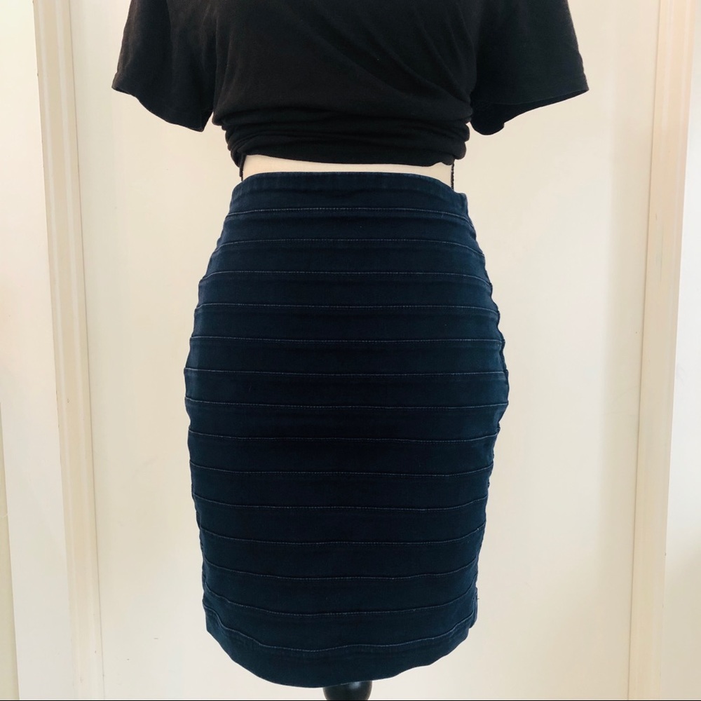 Express Dark Blue Strip design Pencil Skirt